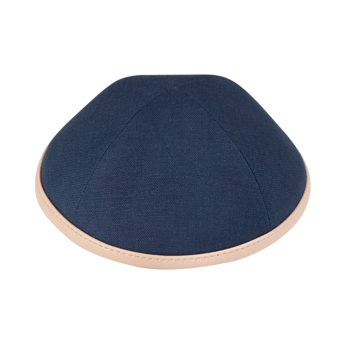 iKippah Navy Linen W/ Light Pink Leather Rim