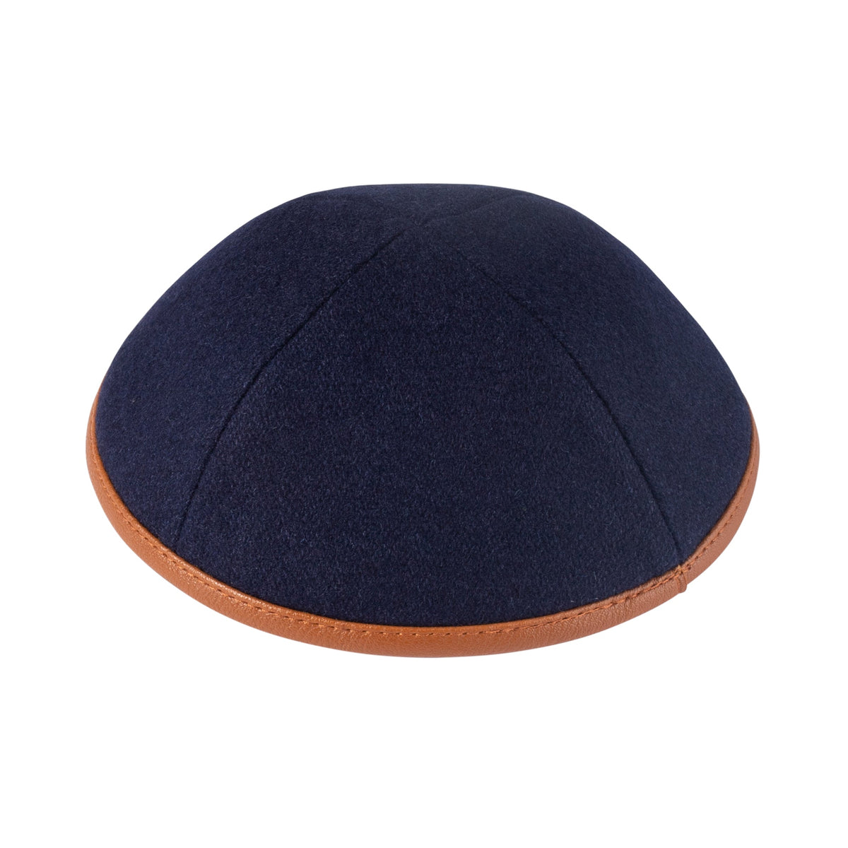 iKippah Navy Wool W/ Caramel Leather Rim