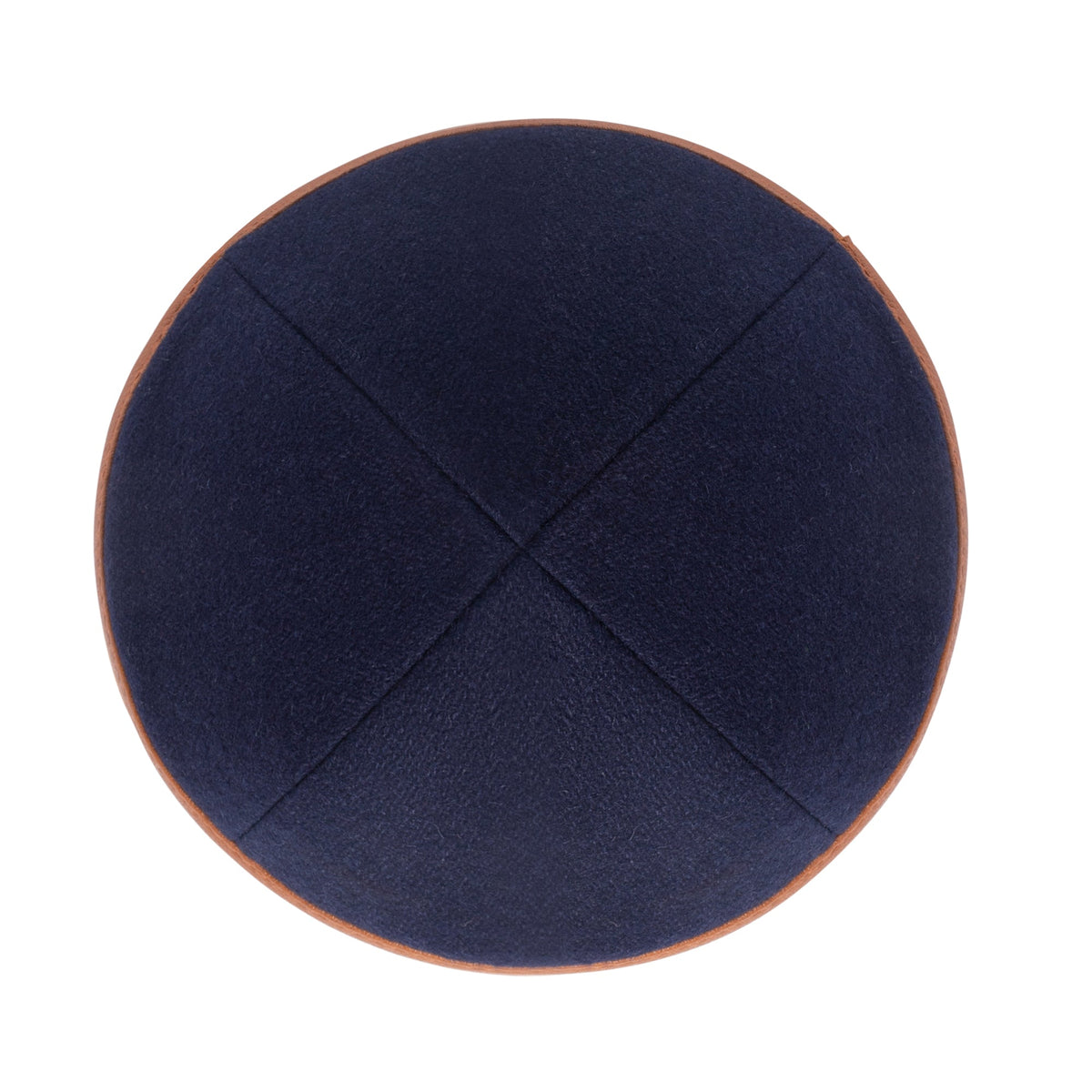 iKippah Navy Wool W/ Caramel Leather Rim