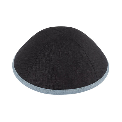 iKippah Black Linen W/ Blue Gray Linen Rim