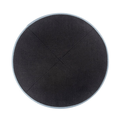 iKippah Black Linen W/ Blue Gray Linen Rim