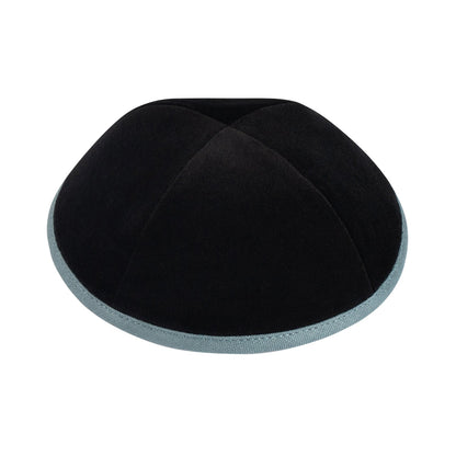 iKippah Black Velvet W/ Blue Gray Rim