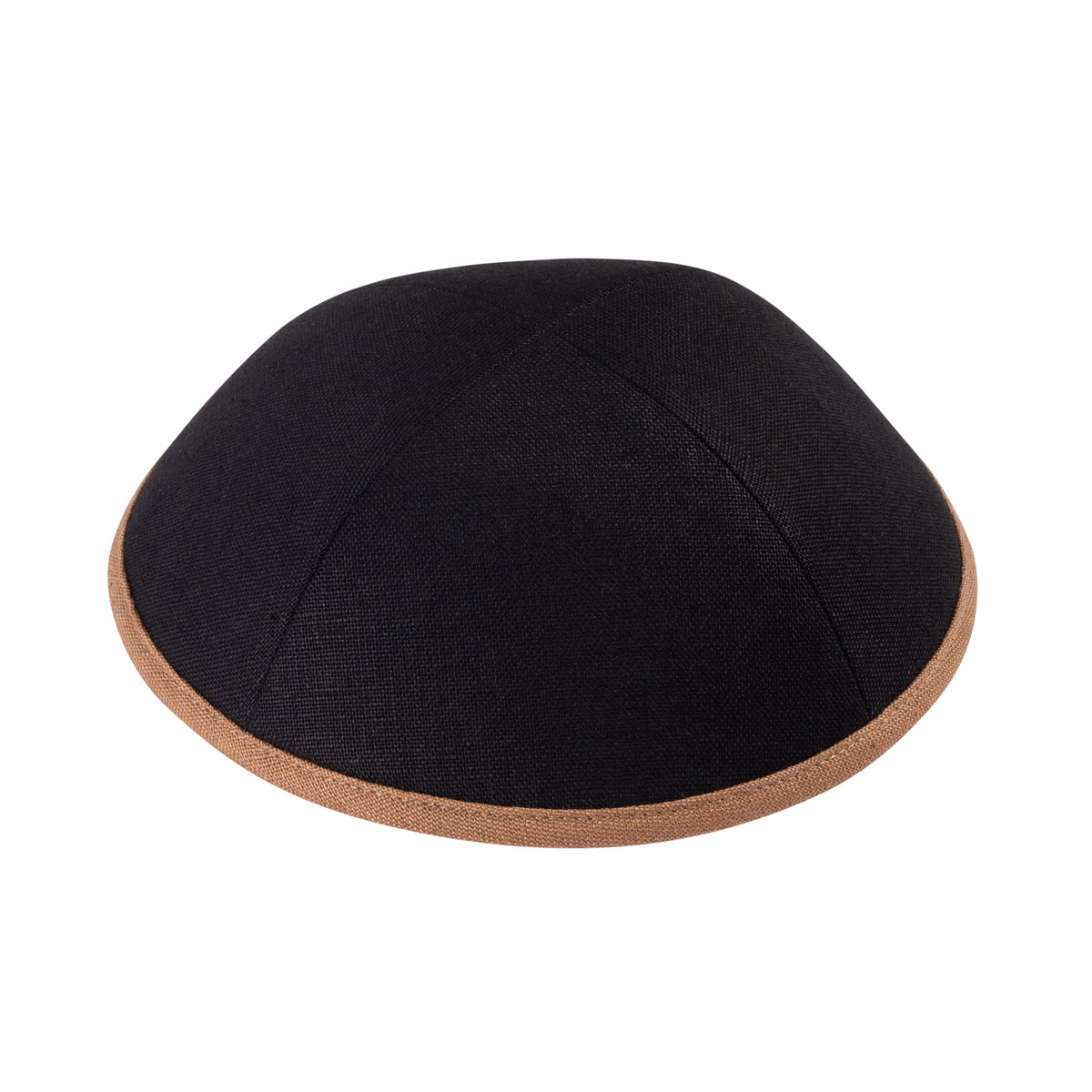 iKippah Black Linen W/ Caramel Rim