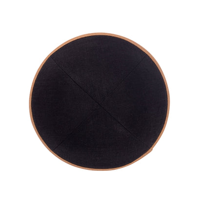 iKippah Black Linen W/ Caramel Rim