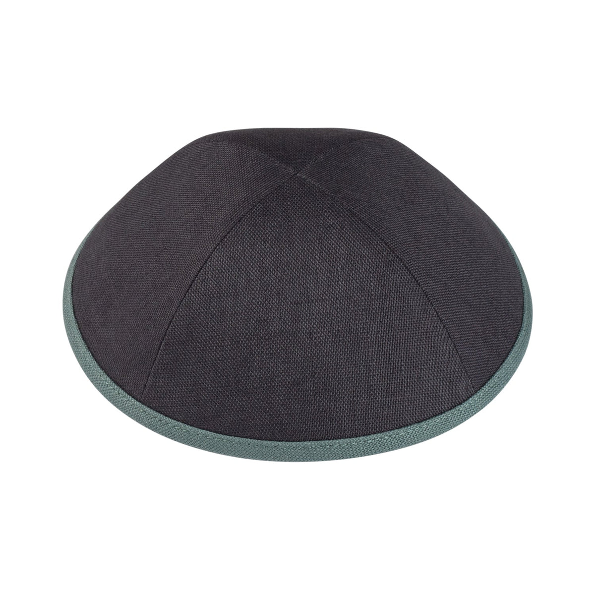iKippah Slate Linen With Sea Green Rim