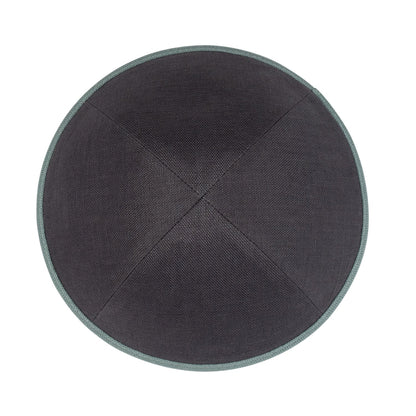 iKippah Slate Linen With Sea Green Rim