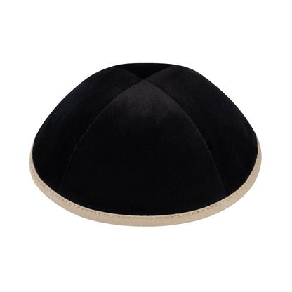 iKippah Black Velvet W/ Dark Tan Rim