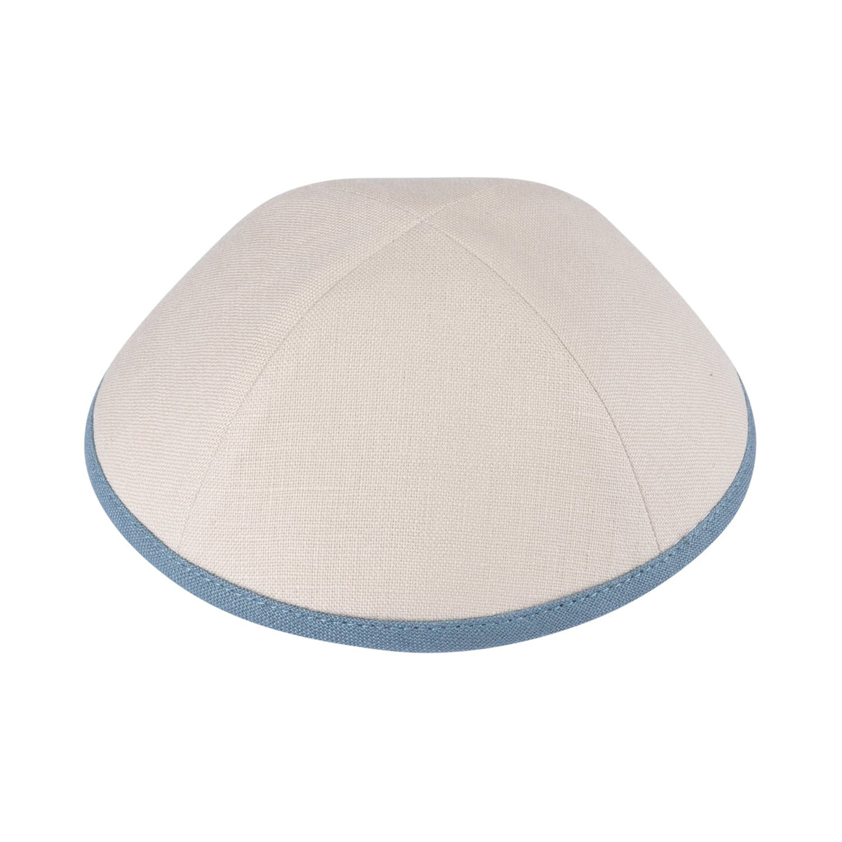 iKippah Mid Beige Linen W/ Blue Gray Rim
