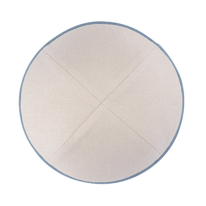 iKippah Mid Beige Linen W/ Blue Gray Rim