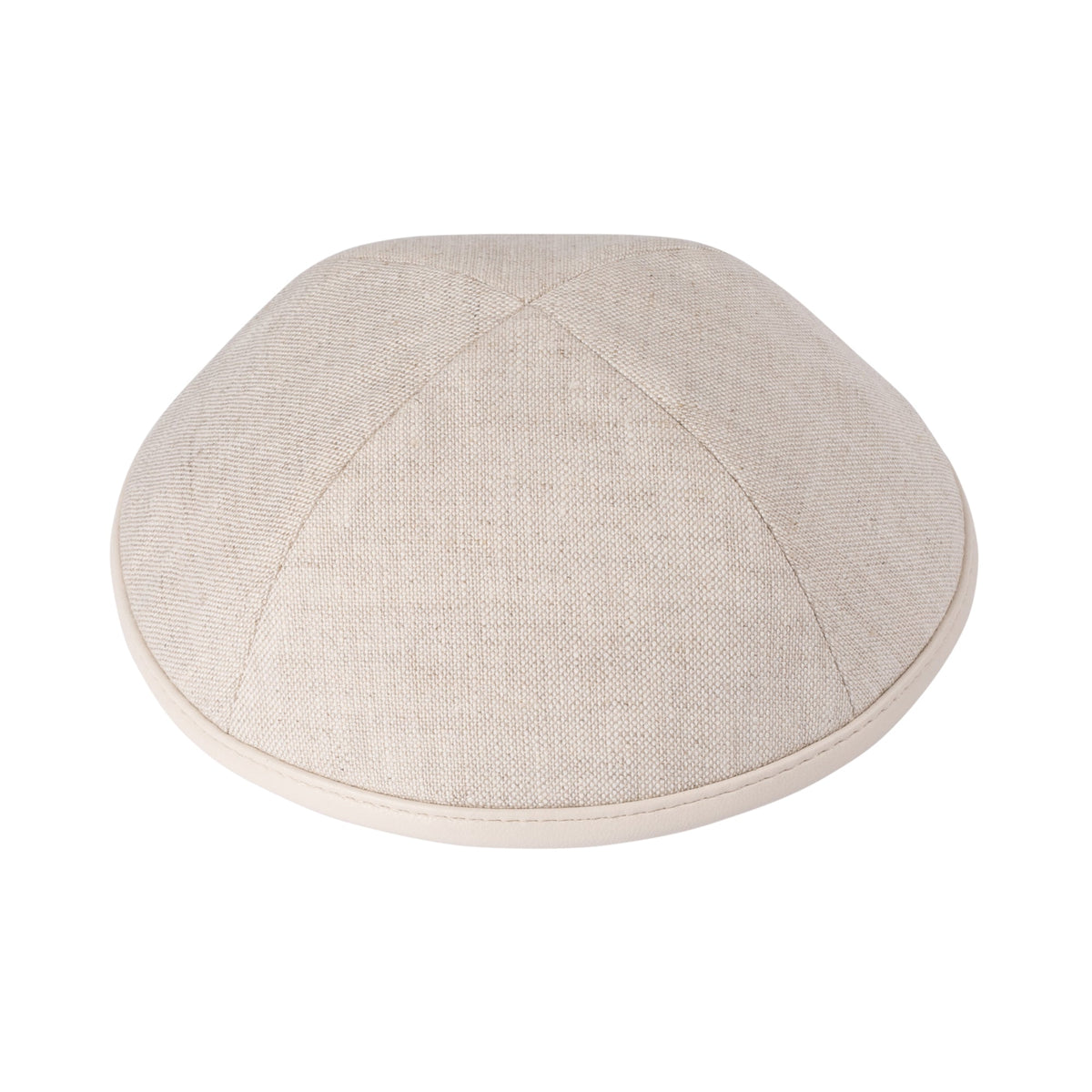 iKippah Tan Linen W/ Cream Leather Rim
