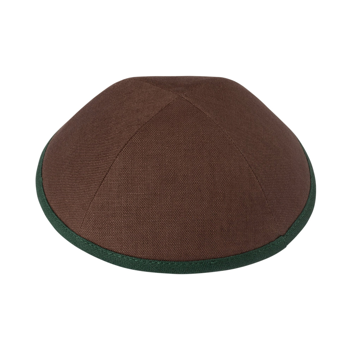 iKippah Brown Linen W/ Green Rim