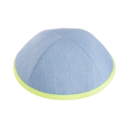 iKippah Light Blue Denim W/ Colorful Rim