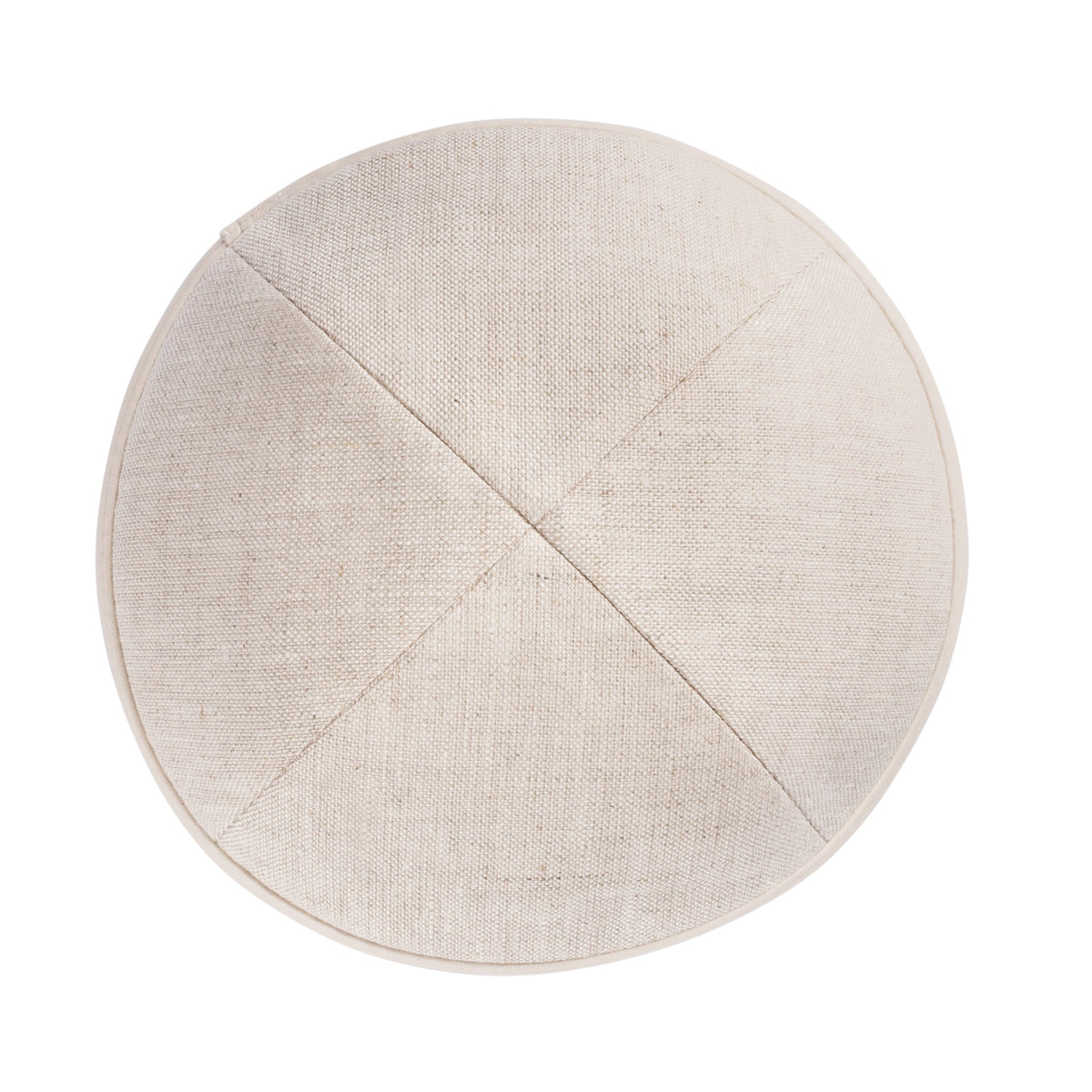 iKippah Tan Linen W/ Cream Leather Rim