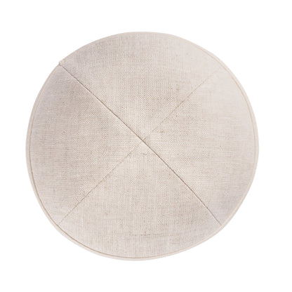 iKippah Tan Linen W/ Cream Leather Rim