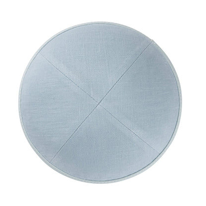 iKippah Light Blue Linen W/ Leather Rim
