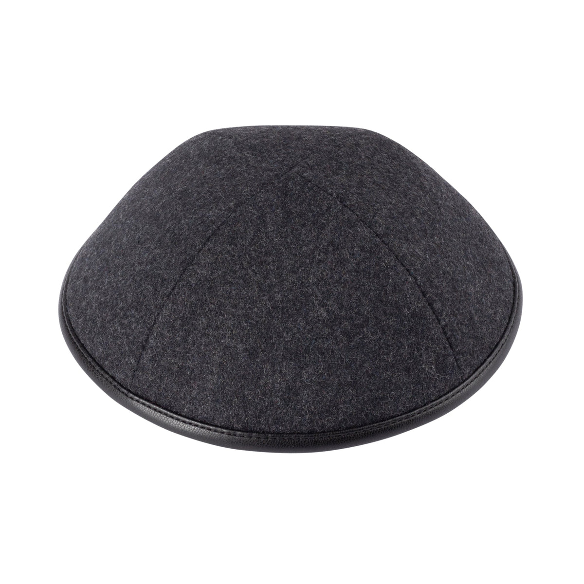 iKippah Gray Wool W/ Black Leather Rim