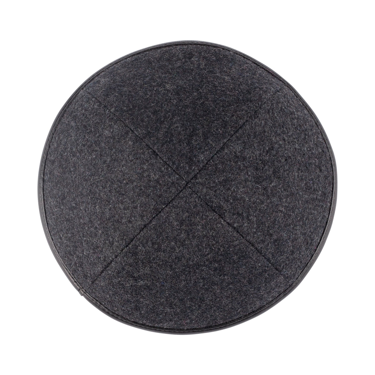 iKippah Gray Wool W/ Black Leather Rim