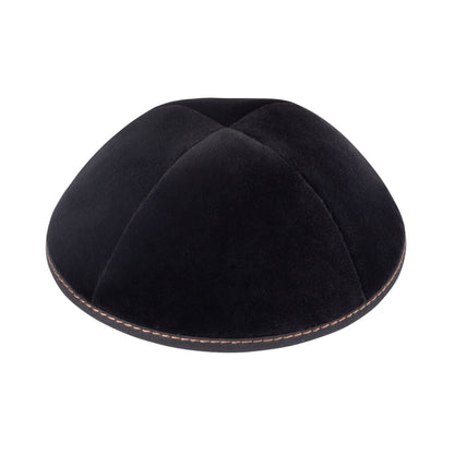 iKippah Black Velvet W/ Camel Stitching
