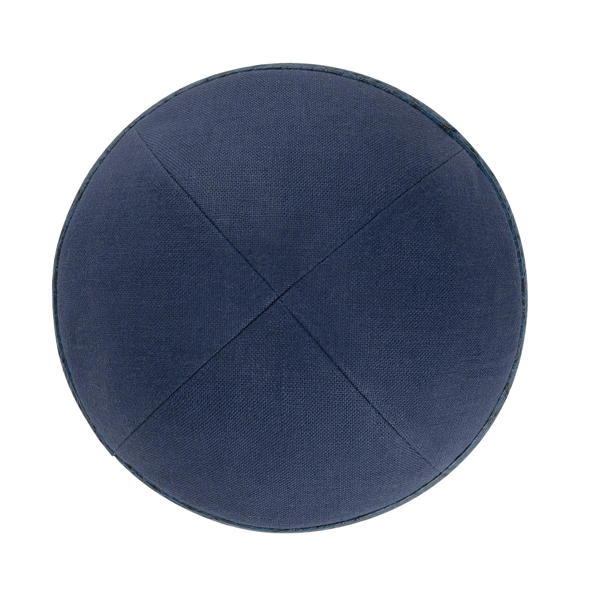 iKippah Navy Linen W/ Crocodile Leather Rim