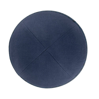 iKippah Navy Linen W/ Crocodile Leather Rim