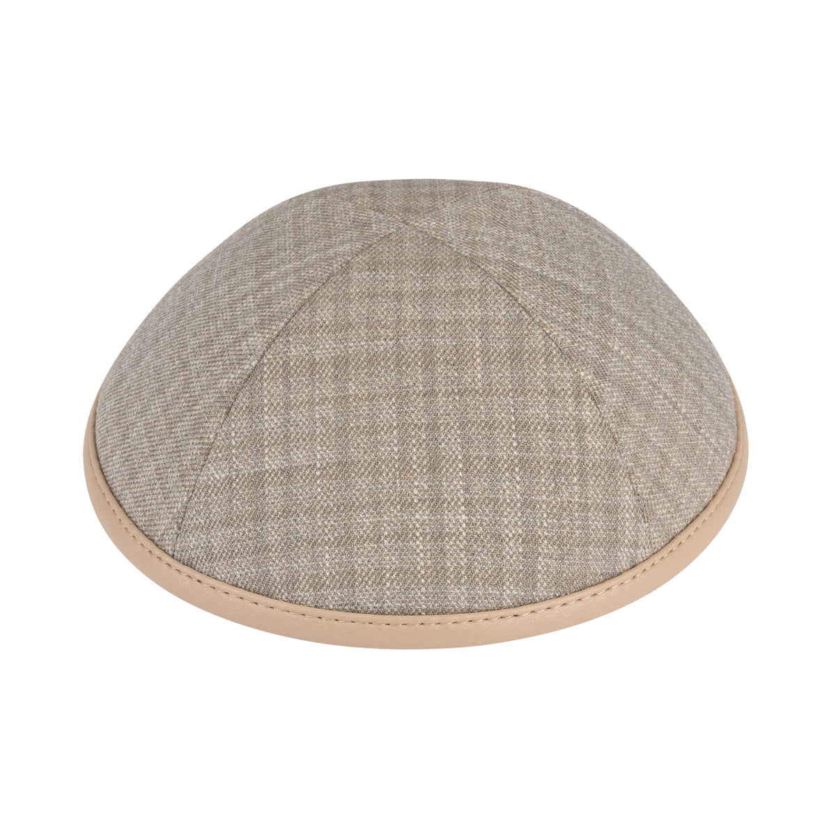 iKippah Tan Plaid W/ Taupe Leather Rim