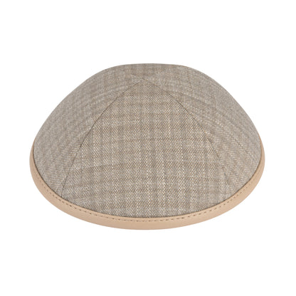 iKippah Tan Plaid W/ Taupe Leather Rim