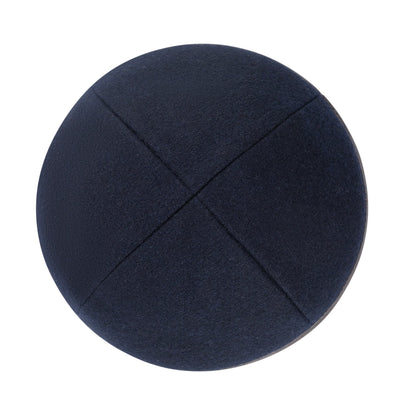 iKippah Navy Wool W/ Brown Leather Rim