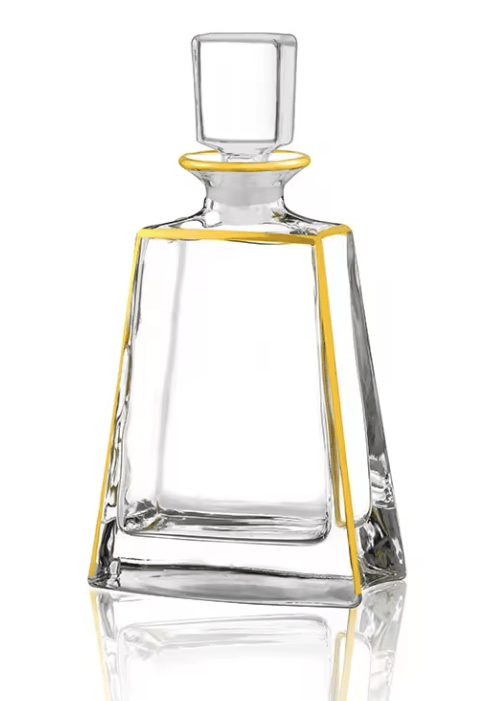 Glass Wine Decanter with Gold Design 26 oz.