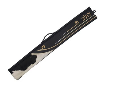 Leather Lulav Bag - Black [B&W Fur]  #1824 [MCT]