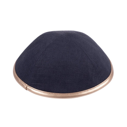 iKippah Charcoal Linen W/ Rose Gold Leather Rim