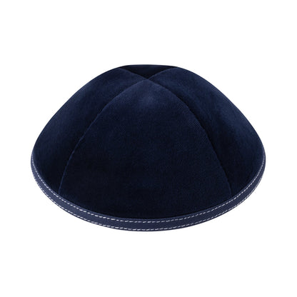 iKippah Navy Velvet W/ White Stitching