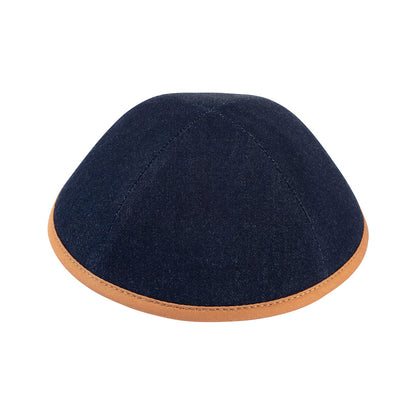 iKippah Navy Denim W/ Camel Rim