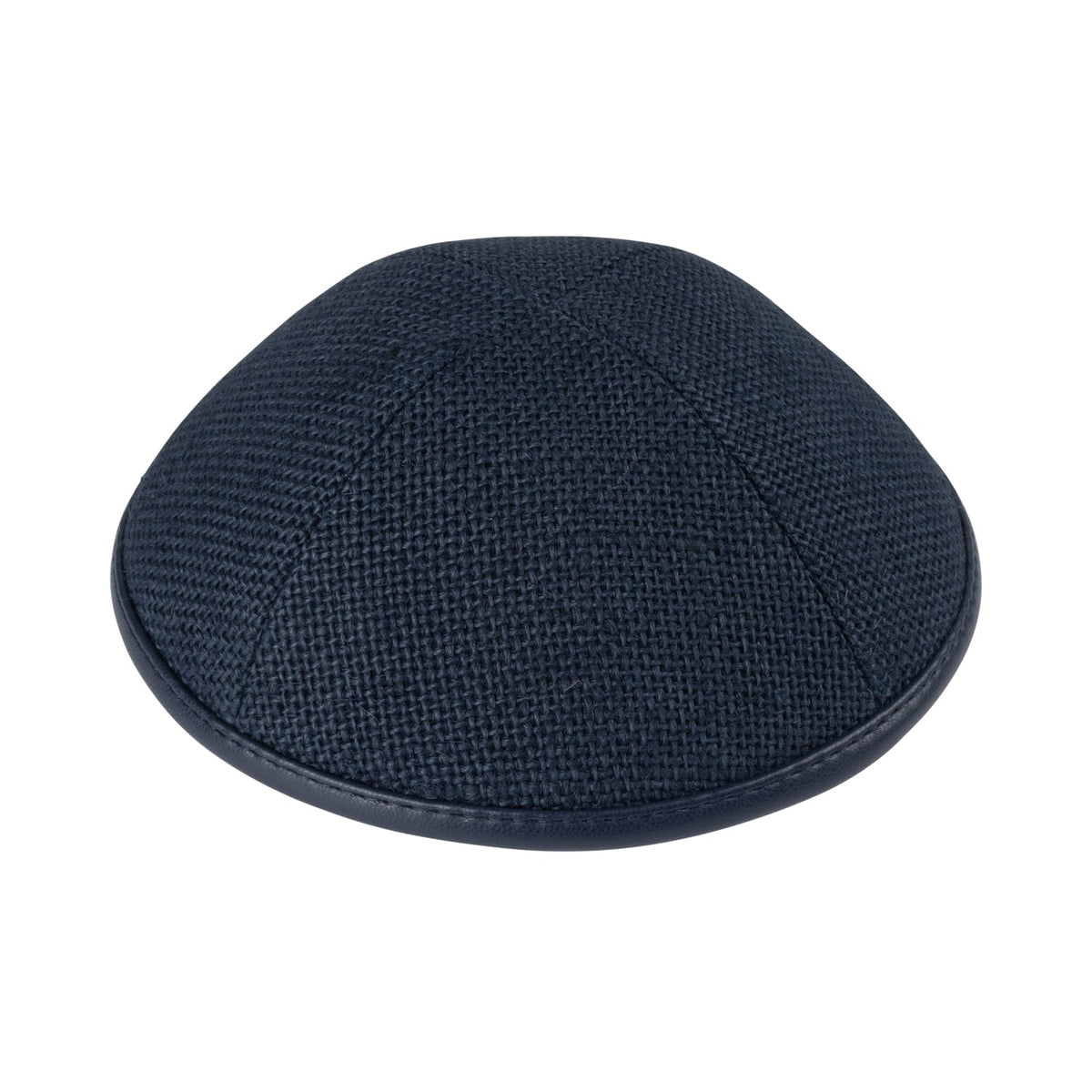 iKippah Navy Burlap W/ Leather Rim