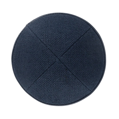 iKippah Navy Burlap W/ Leather Rim