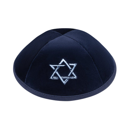 iKippah Navy Velvet W/ Light Blue Star