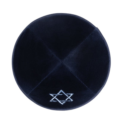 iKippah Navy Velvet W/ Light Blue Star