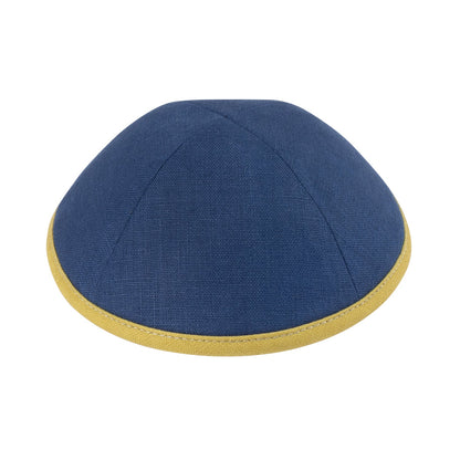 iKippah Navy Linen with Mustard Rim