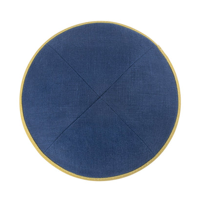 iKippah Navy Linen with Mustard Rim
