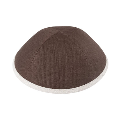 iKippah Brown Linen W/ Tan Linen Rim