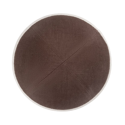 iKippah Brown Linen W/ Tan Linen Rim