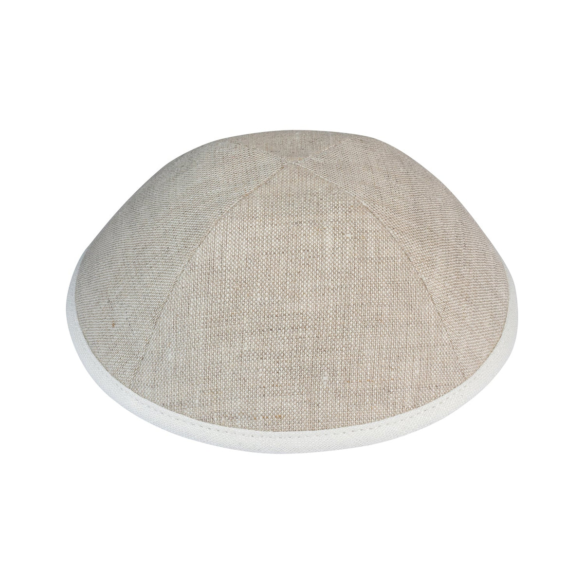 iKippah Tan Linen W/ Cream Rim