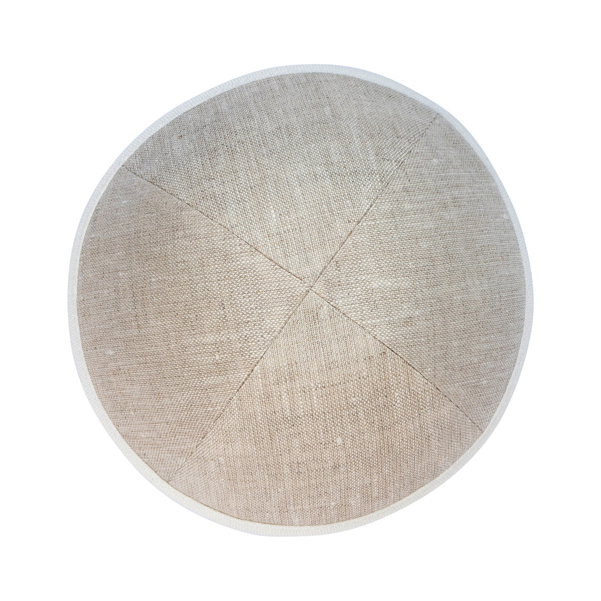 iKippah Tan Linen W/ Cream Rim