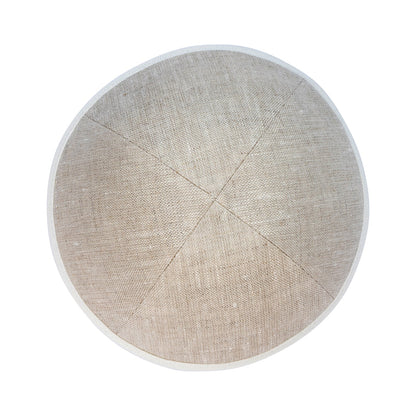 iKippah Tan Linen W/ Cream Rim