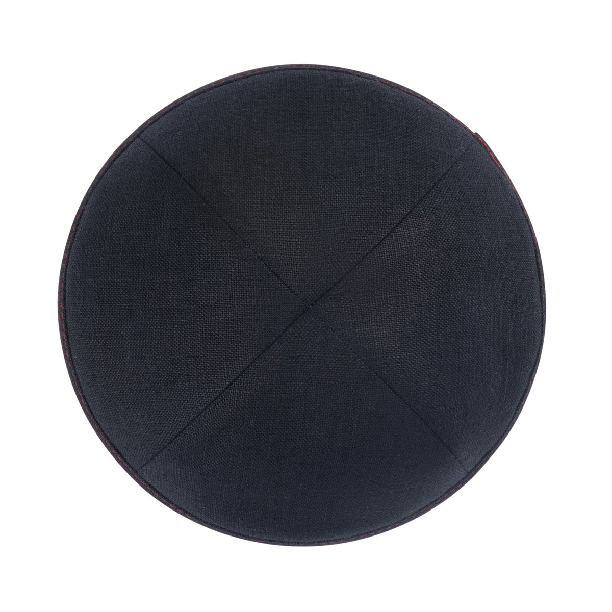 iKippah Black Linen W/ Red Stitching