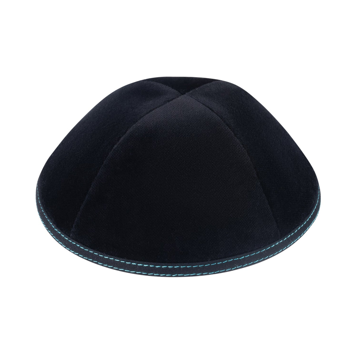 iKippah Black Velvet W/ Turquoise Stitching