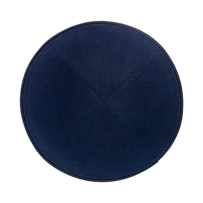 iKippah Navy Linen W/ Leather Rim