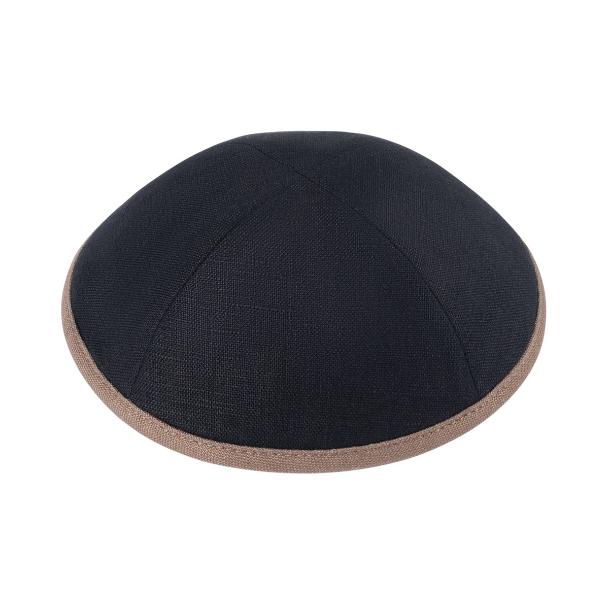iKippah Black Linen W/ Mid Brown Rim