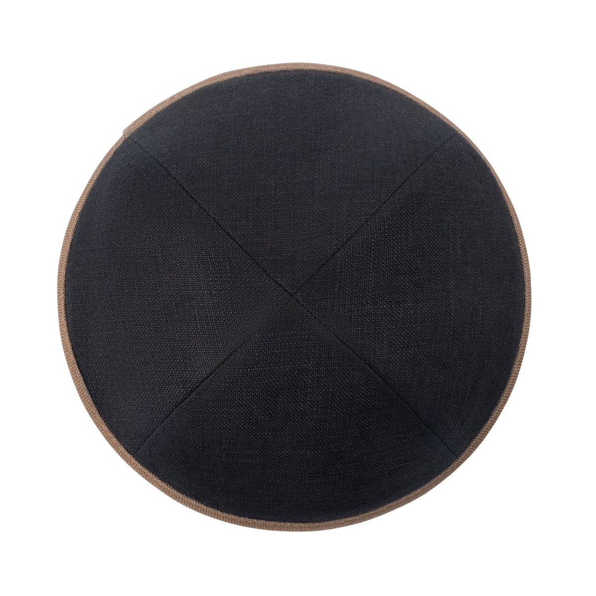 iKippah Black Linen W/ Mid Brown Rim