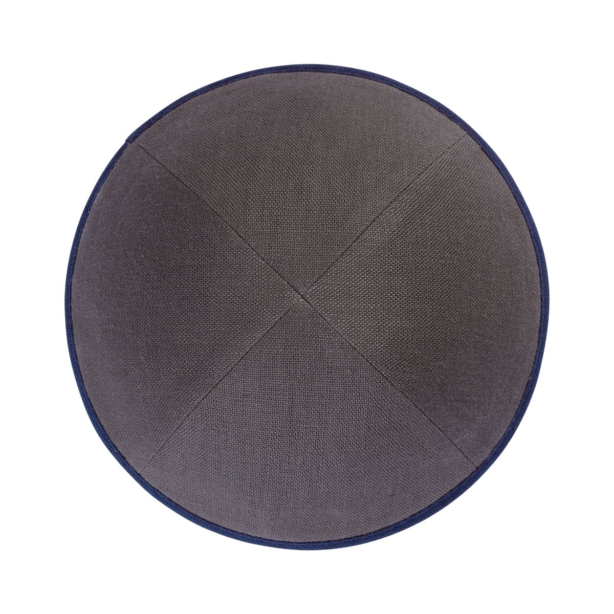 iKippah Gray Linen W/ Navy Rim