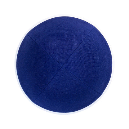 iKippah Royal Blue Linen W/ White Rim